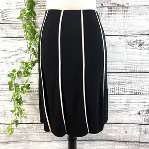City DKNY Skirt size 6 Black Pink Stretch Knee Flared Slinky Church Wedding Slim